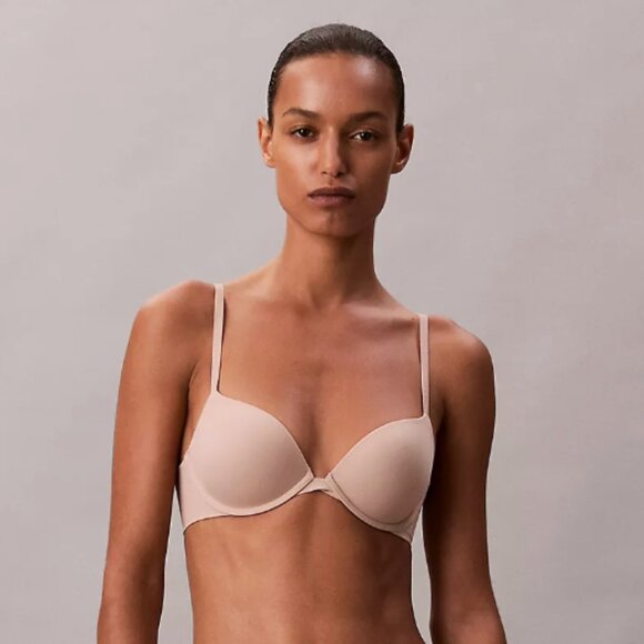 Calvin Klein NWT Perfectly Fit Push Up Plunge Bra in Nude "Cedar", 32A - Picture 2 of 12